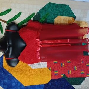 Seductive Wear Red Sheer and Lace Babydoll Slip Dress Lingerie Size xl